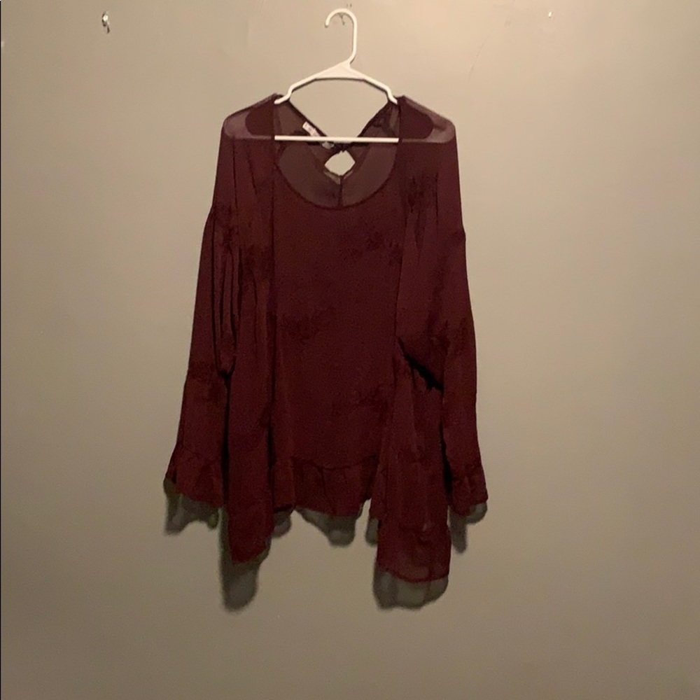 plum chiffon top